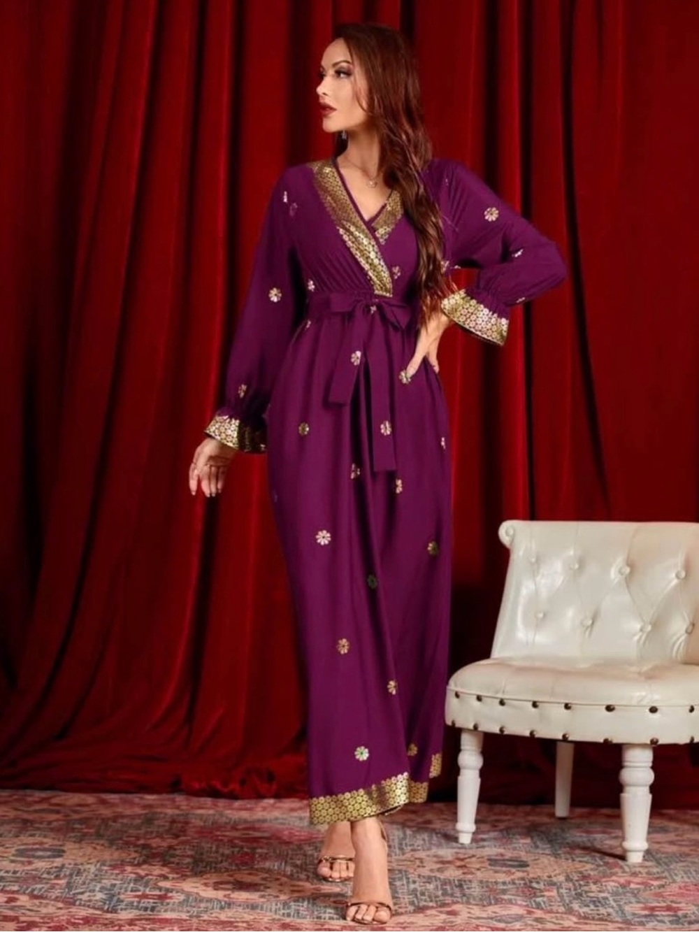 Elegant Purple Embellished Women's Robe - Brand